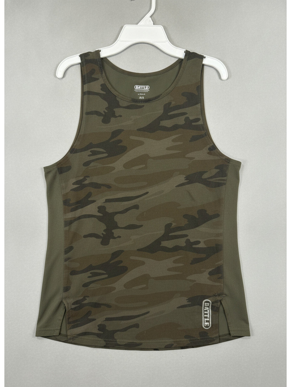 Battle Men's Athletic Tank Top Camouflage Print Olive A/S